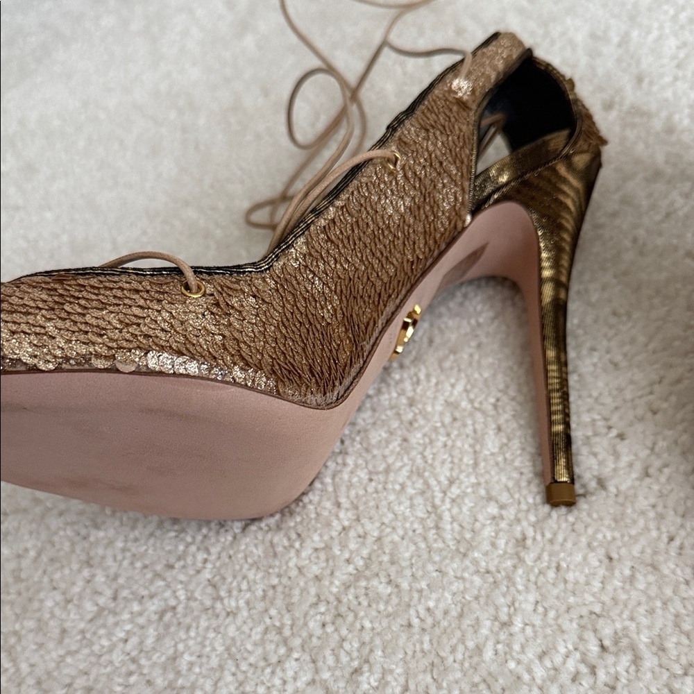 🔥🔥🔥Monika Chiang Bronze Lace-Up Heels - Picture 5 of 12